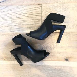 Michael Kors Ames Leather Open Toe Bootie Black 10